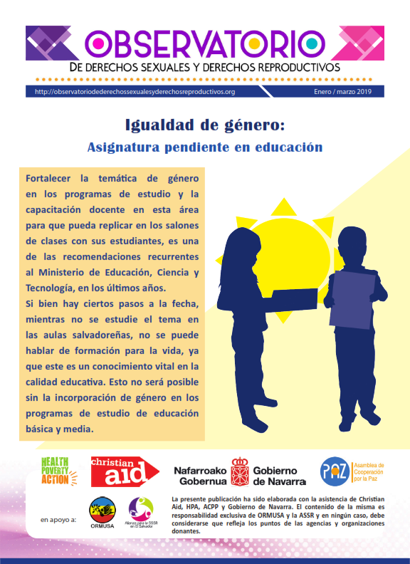 Lee más sobre el artículo Boletin n° 1-2019: igualdad de género: asignatura pendiente en educación