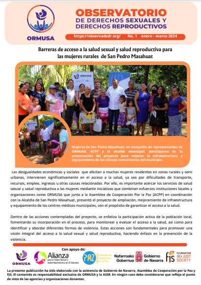 Lee más sobre el artículo Boletín N° 1 – 2024 – Barreras de acceso a la salud sexual y salud reproductiva para las mujeres rurales de San Pedro Masahuat