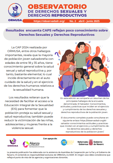 Lee más sobre el artículo Boletín N° 2 – 2025,  Resultados encuesta CAPS refleja poco conocimiento sobre Derechos Sexuales y Derechos Reproductivos
